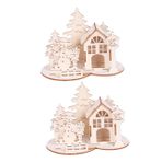 ibasenice 2 Noel Ahşap Bulmaca Ahşap Diy Karton Ev Noel Masa Süsü Noel Diy Zanaat Dekorasyon Noel Doğuş Heykelcik Ahşap Zanaat Noel Evi Ahşap Orman Ayarlamak Noel Ağacı Bambu 3 Boyutlu