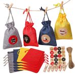 ibasenice 24 Paket Küçük Çuval Bezi Noel Çantaları Tekrar Kullanılabilir Parti Çantaları Tatil Dekoratif Paketleme Için Bağcıklı Keseler