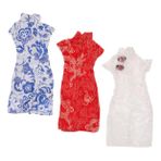 ibasenice 3 Parça Oyuncak Bebek Giysileri Bebek Gelinlik Vintage Çin Cheongsamı Bebek Qipao Bebek Kız Elbise Noel Partisi Elbisesi Çocuklar Oyun Evi Oyuncak Bez Elbise Takımı Giyim Kız Bebek