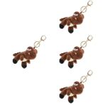 ibasenice 4 Adet Ördek Yavrusu Anahtarlık Peluş Dolması Dino Peluş Anahtarlık Mini Hayvan Anahtarlık Anahtarlık Dino Anahtarlık Kısa Peluş Benzersiz Çanta Kolye Çocuk