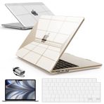 IBENZER 2025 2024 2023 2022 MacBook Air 13 inç Kılıf M3 A3113 M2 A2681, Sert Kılıf ve Klavye Kapağı ve Ekran Filmi ve Tip-C Adaptörü, Mac Air 13.6, Kristal Şeffaf, AT13-KK-CYCL+2TC ile uyumludur