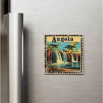 İberk Angola Angola - Posta Pulu Temalı Ülke - Baskılı Buzdolap Magneti Kare - 9x9 cm