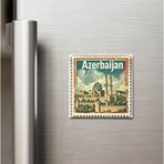 İberk Azerbaycan Azerbaijan - Posta Pulu Temalı Ülke - Baskılı Buzdolap Magneti Kare - 9x9 cm