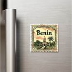 İberk Benin Benin - Posta Pulu Temalı Ülke - Baskılı Buzdolap Magneti Kare - 9x9 cm