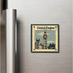 İberk Birleşik Krallık United Kingdom - Posta Pulu Temalı Ülke - Baskılı Buzdolap Magneti Kare - 9x9 cm