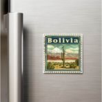 İberk Bolivya Bolivia - Posta Pulu Temalı Ülke - Baskılı Buzdolap Magneti Kare - 9x9 cm