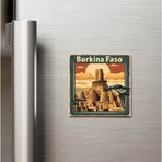 İberk Burkina Faso Burkina Faso - Posta Pulu Temalı Ülke - Baskılı Buzdolap Magneti Kare - 9x9 cm