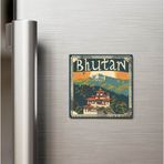 İberk Butan Bhutan - Posta Pulu Temalı Ülke - Baskılı Buzdolap Magneti Kare - 9x9 cm
