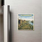 İberk Diyarbakır Şehri - Pop-Art Travel - Baskılı Buzdolap Magneti Kare 9x9 cm