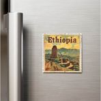 İberk Etiyopya Ethiopia - Posta Pulu Temalı Ülke - Baskılı Buzdolap Magneti Kare - 9x9 cm
