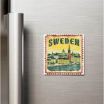 İberk İsveç Sweden - Posta Pulu Temalı Ülke - Baskılı Buzdolap Magneti Kare - 9x9 cm