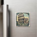 İberk İtalya Italy - Posta Pulu Temalı Ülke - Baskılı Buzdolap Magneti Kare - 9x9 cm