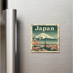 İberk Japonya Japan - Posta Pulu Temalı Ülke - Baskılı Buzdolap Magneti Kare - 9x9 cm