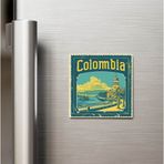 İberk Kolombiya Colombia - Posta Pulu Temalı Ülke - Baskılı Buzdolap Magneti Kare - 9x9 cm