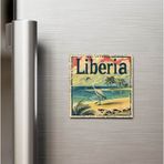 İberk Liberya Liberia - Posta Pulu Temalı Ülke - Baskılı Buzdolap Magneti Kare - 9x9 cm