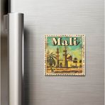 İberk Mali Mali - Posta Pulu Temalı Ülke - Baskılı Buzdolap Magneti Kare - 9x9 cm
