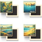 İberk Mersin - Baskılı Buzdolap Magneti Kare - 9x9 cm - 4 Adet - Renkli