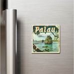 İberk Palau Palau - Posta Pulu Temalı Ülke - Baskılı Buzdolap Magneti Kare - 9x9 cm