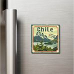 İberk Şili Chile - Posta Pulu Temalı Ülke - Baskılı Buzdolap Magneti Kare - 9x9 cm