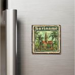 İberk Surinam Suriname - Posta Pulu Temalı Ülke - Baskılı Buzdolap Magneti Kare - 9x9 cm