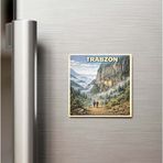 İberk Trabzon Şehri - Pop-Art Travel - Baskılı Buzdolap Magneti Kare 9x9 cm