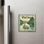 İberk Vietnam Vietnam - Posta Pulu Temalı Ülke - Baskılı Buzdolap Magneti Kare - 9x9 cm