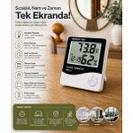 İbico Dijital Sıcaklık ve Nem Ölçer Saat Htc-1 LCD Ekranlı Termometre Higrometre Masa ve Duvar Tipi