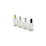 ibico İ21-043 ( Cam ) ( Kare & Şeffaf Şişe ) Sıvı Sabunluk ( Renkli Plastik Pompa )*48=k