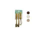 ibico İBİCO 3 LÜ MİNİ SİLİKON MUTFAK SETİ ( AHŞAP & BAMBU SAPLI ) ÇIRPICI & YUMURTA FIRÇASI & SPATULA