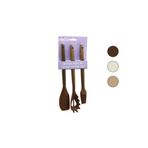 ibico İBİCO 3 LÜ RENKLİ SİLİKON AHŞAP AKASYA SAP MUTFAK SETİ YUMURTA FIRÇASI & MAKARNA KAŞIK SPATULA 30CM