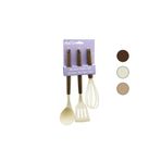 ibico İBİCO 3 LÜ RENKLİ SİLİKON MUTFAK SETİ ÇIRPICI & KEPÇE & SPATULA AHŞAP & AKASYA SAPLI