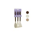 ibico İBİCO 3 LÜ RENKLİ SİLİKON SPATULA MUTFAK SETİ AKASYA SAPLI )(KLASİK & YAN & DELİKLİ SPATULA) (30CM)