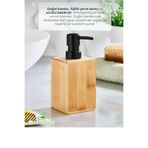 ibico Kare Ahşap Bambu Sıvı Sabunluk Siyah Plastik Pompa Çap: 8cm - Y: 11CM