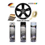 İBTAŞ MOTİP Parlak Siyah Jant Boyama Rötuş Seti Akrilik Sprey Boya + Vernik + Astar 500 ML