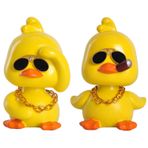 IBWell Sevimli Sarı Ördek Araba Süsleri Komik Ördek Araba Oyuncak, Araba Dashboard Dekorasyon Aksesuarları için Bobble Kafa Bebek (Set 2 Adet)