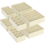 Iç Çamaşırı Düzenleyici 8'li Set, Çekmece Düzenleyici, Katlanabilir, Elbise Dolabı, Saklama Kutusu, Kumaş Kutular, Saklama, Sütyen, Çorap, Kravat Için, Bej RUS008M01
