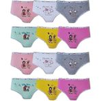 Iç Giyim 12LI Kız Çocuk Baskılı Renkli Külot Likralı Slip - Pembe - 9 Yaş