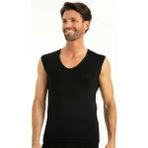 Iç Giyim Bambu Kumaş V Yaka 0 Kol Erkek Atlet (3 Adet) - Siyah - 2XL