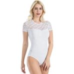 Iç Giyim Derya Kurşun Dantel Işlemeli Yarım Kol Oval Yaka Çıt Çıtlı Body Atlet - Beyaz - XL