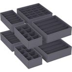 Iç Giyim Düzenleyici 8'li Set, Çekmece Düzenleyici, Katlanabilir, Gardırop Düzenleyici, Saklama Kutusu Dolabı, Kumaş Kutuları Saklama, Sütyen, Çorap, Kravat, Gri RUS08GY