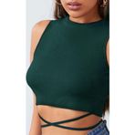 İç Giysim Kadın Yeşil Çapraz Bağlamalı Crop Top Büstiyer