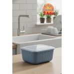 Iç Içe Geçmeli Snaplid Dikdörtgen Saklama Kabı (600 - 1100 - 1800 Ml) (Üçlü Set)