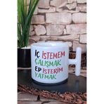 İç İstemem Çalışmak Ep İsterim Yatmak Sevimli Kedi Baskılı Komik T Kulplu Latte Fincanı Kupa Bardak, QB1L2292