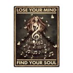 İç Mekan Bildirimi Duvar Dekoru 40,7 x 40,5 cm Metal Tabela Müzik İçeren Küçük Kız Ruhunuzu Bulmak İçin Zihninizi Kaybediyor Poster Retro Oda Stil Detayı Bodrum Salonu veya Medya Odası Retro için