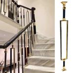 İç Mekan Dış Mekan Merdiven Korkulukları için Siyah Korkuluk Mili Seti, Konektör ve Ayakkabılarla Kolay Kurulum 37 3/8" (95 cm) Dikdörtgen Tip 2'li Paket