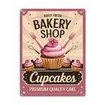 İç Mekan İç Tasarım Parçası 40x40 cm Metal Duvar Tabelası Cupcake Fırın Dükkanı Vintage İlham Alan Ev Dekoru Kahve Bar veya Kahvaltı Köşesine Uyar Vintage İç Duvar Vurgu