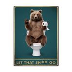 İç Mekan İfadesi Duvar Dekoru 30 x 40 cm Ayı Tuvaletli Metal Tabela "Let That Go" Posteri Çiftlik Evi İlhamlı İç Mekan Dokunuşu Ofis veya Stüdyo için İdeal Retro Dekor Duvar Vurgusu