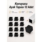 İç Takoz (30x30 mm) Masa Sandalye Sehpa Ayak Tapası Kare Tıpa Papuç Parke Zemin Koruyucu 12 Adet