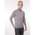 İce Play Balıkçı Yaka Normal Emprime Gri - Pembe Erkek Kazak 23IU1M0A0099013_MAGLIA LUPETTO