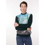 Ice Play Bisiklet Yaka Normal Desenli Beyaz - Mavi Erkek Kazak 23IU1M0A0069013_MAGLIA Gırocollo - XL